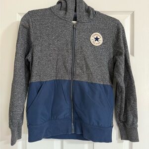 Converse Kids all star full zip hoodie in grey and navy youth med